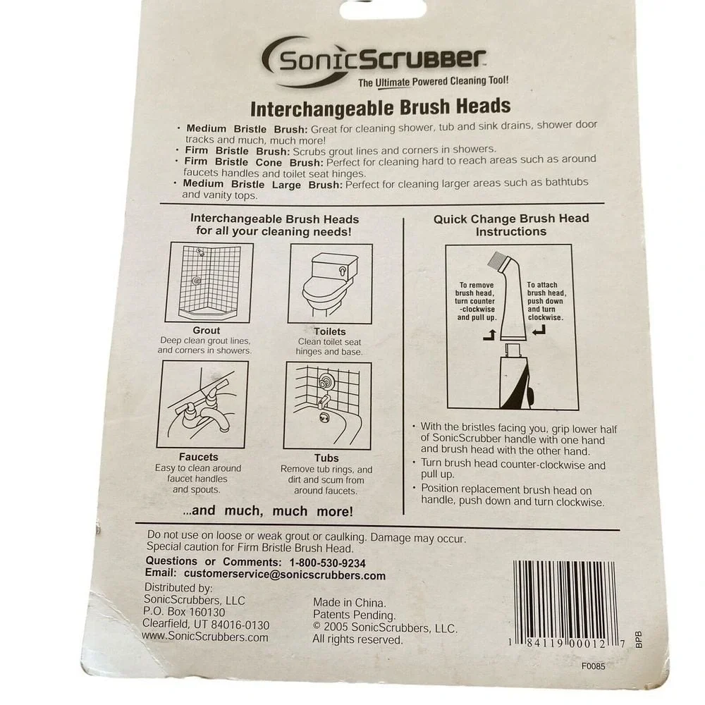 Sonic Scrubber Power Cleaner Interchangeable Brush Heads‎ Bathroom Cleaning Tool